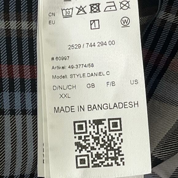 Brax Shirt Men's XXL Cozy Light Flannel 100% Cotton Navy Plaid Modern Fit NEW - Picture 6 of 7